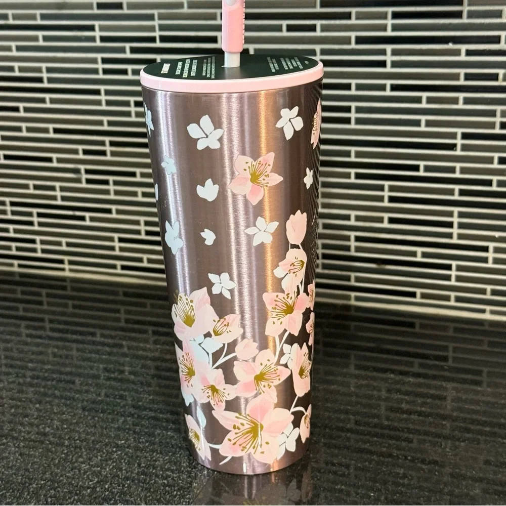 NWT Starbucks Pink Cherry Blossom Tumbler - Picture 5 of 6